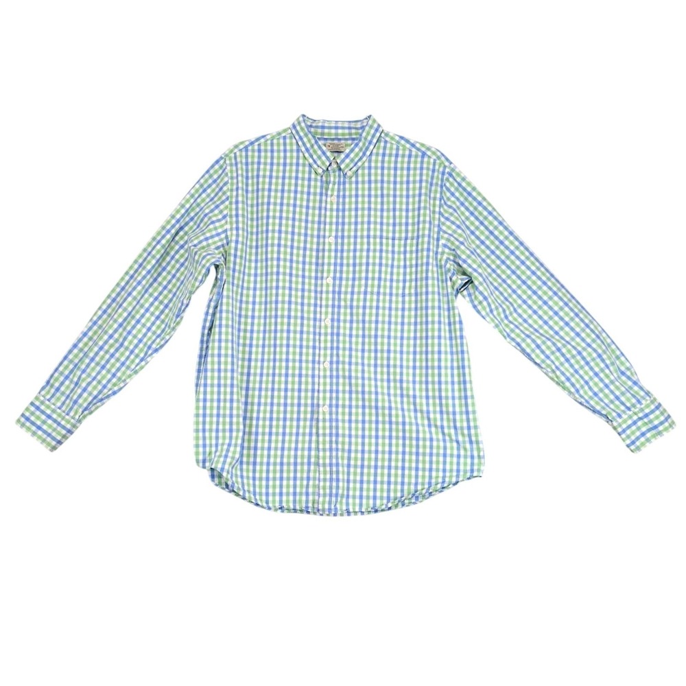 Reed Edward Blue Green Check Button Down Shirt Mens XL Classic Fit Preppy Office
